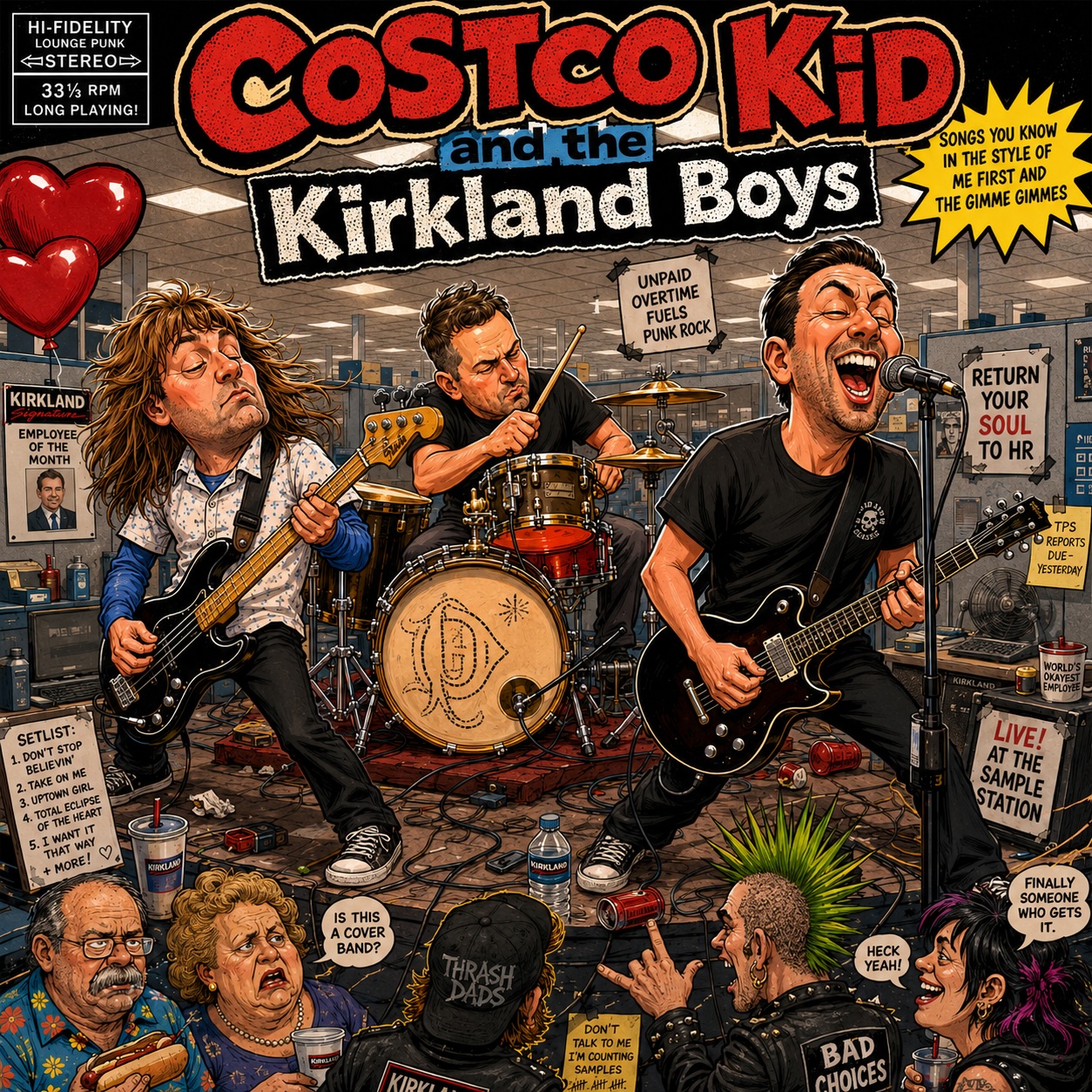 Costco Kid and the Kirkland Boys playing inside a warehouse sample station