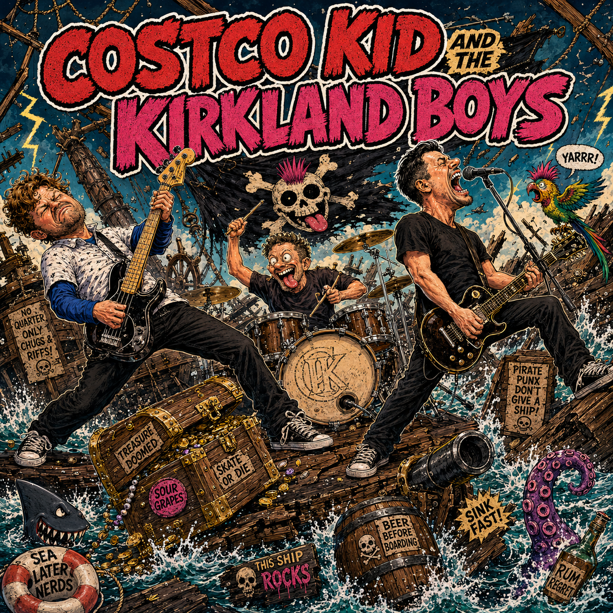 Costco Kid and the Kirkland Boys performing aboard a pirate ship
