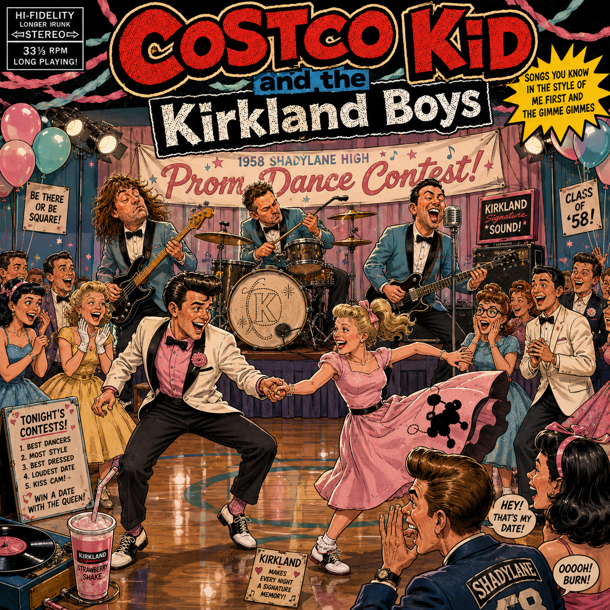 Costco Kid and the Kirkland Boys playing a 1950s prom dance contest